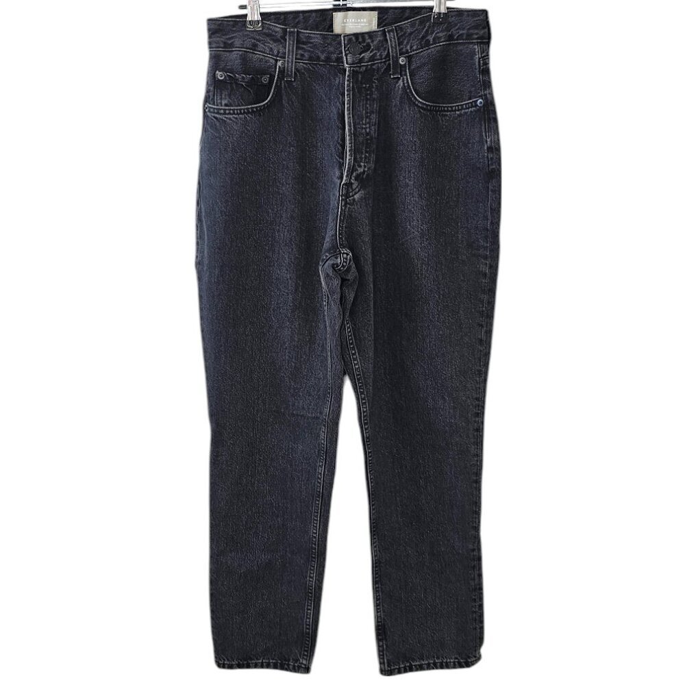 Everlane Women’s The Curvy 90s Cheeky Straight Jeans, Button Fly, Grey Black, 30
